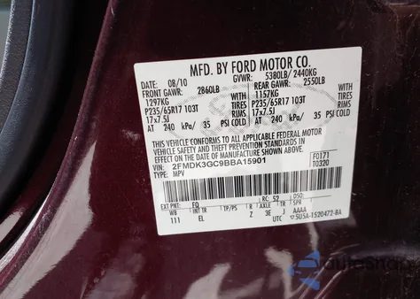 2011 Ford Edge Se z USA, uszkodzony, nr VIN 2FMDK3GC9BBA15901